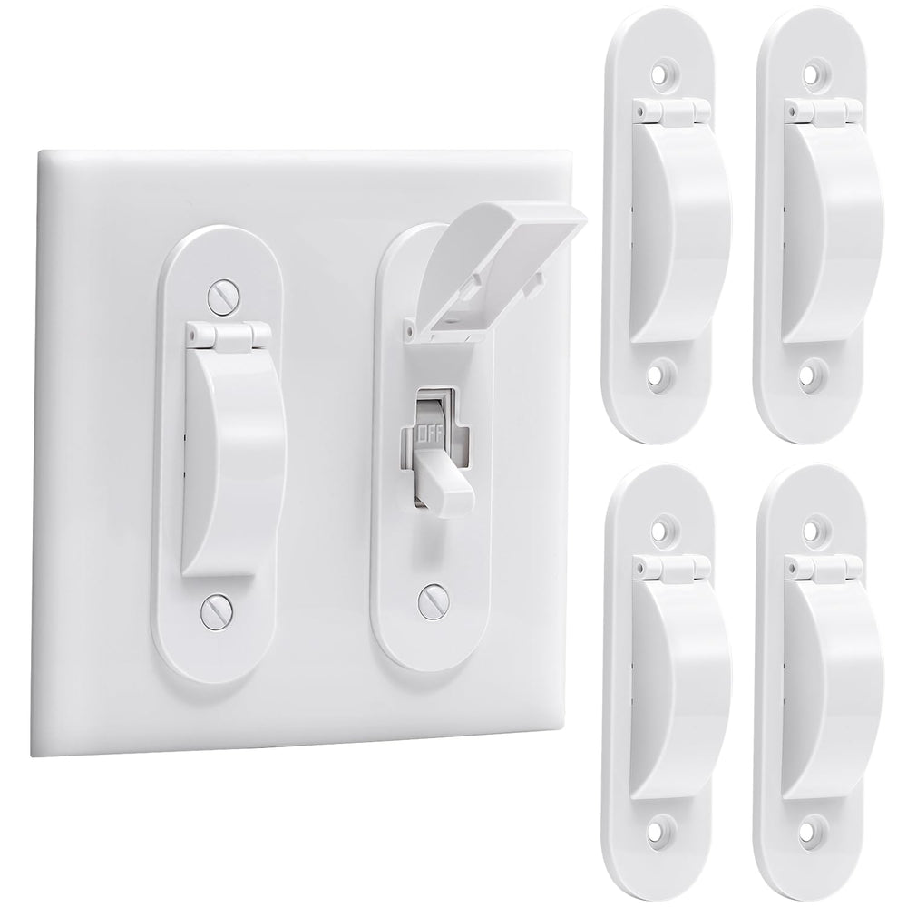 CLYMENE wall switch guard four-pack white on wall protects toggles from accidental use.