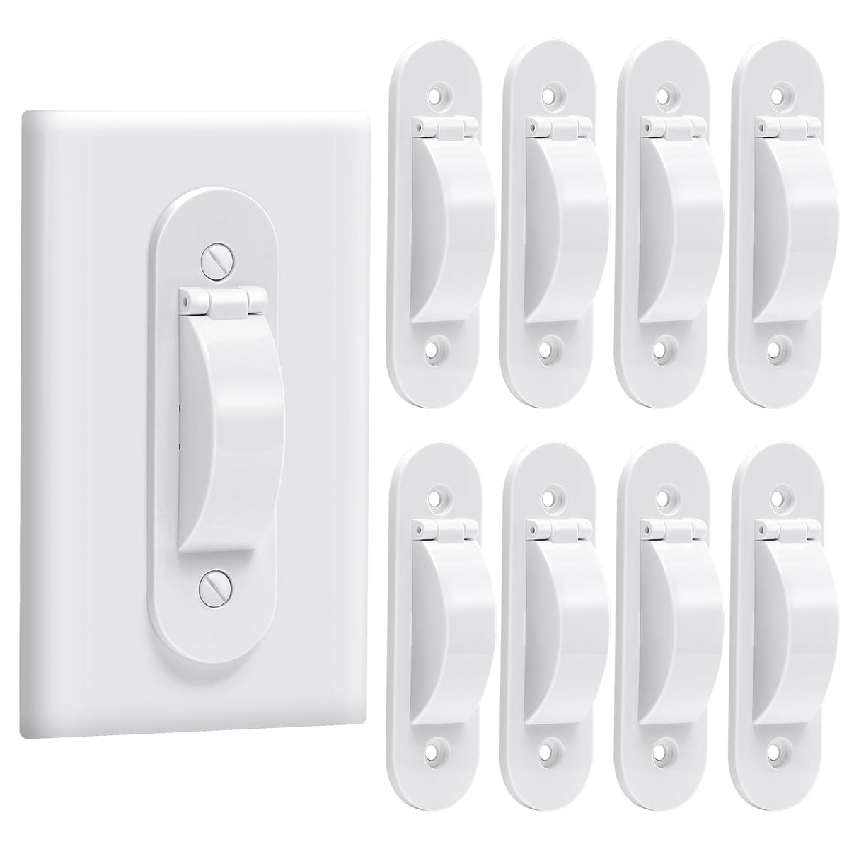 CLYMENE wall switch guard front view shows white protection for households