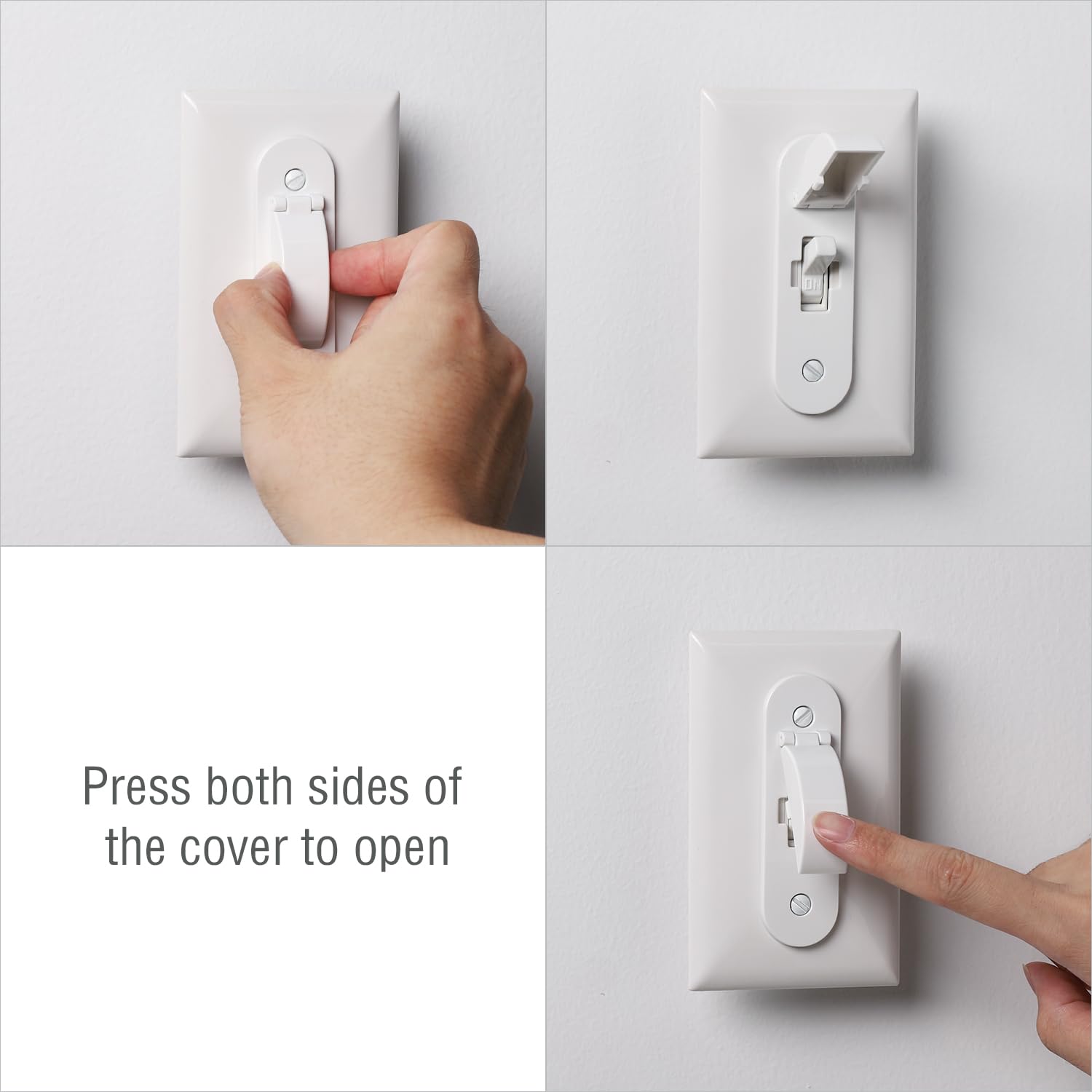 CLYMENE wall switch guard installed on wall demonstrates secure fit with extended screws