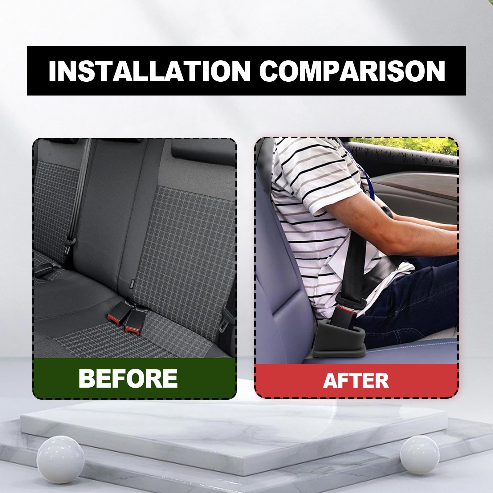 CmeRto buckle holder at night improves visibility for fast seating checks.