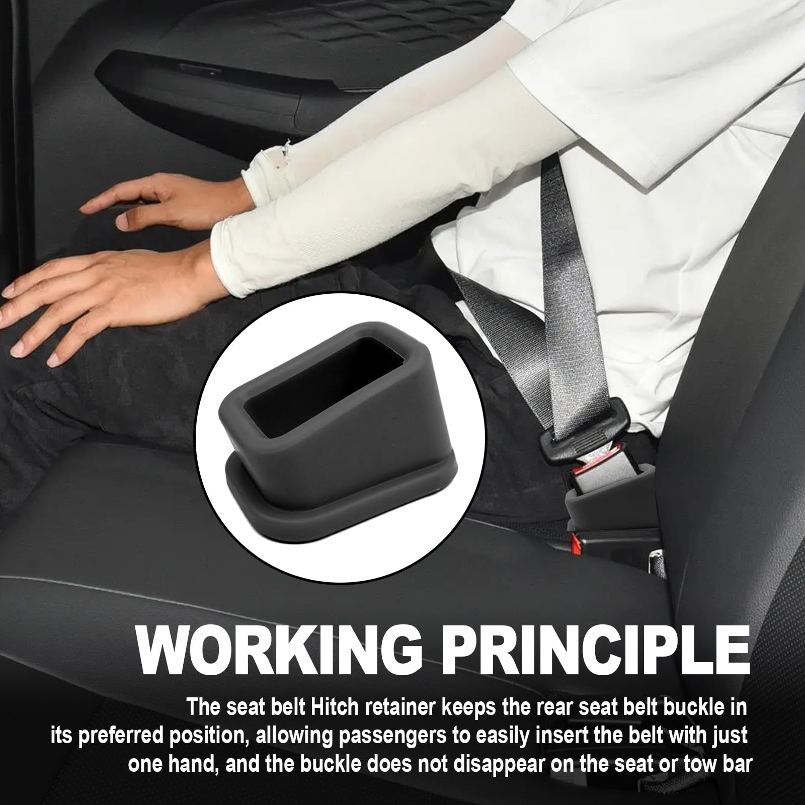 CmeRto rear-seat buckle guard keeps buckles ready for quick trips.