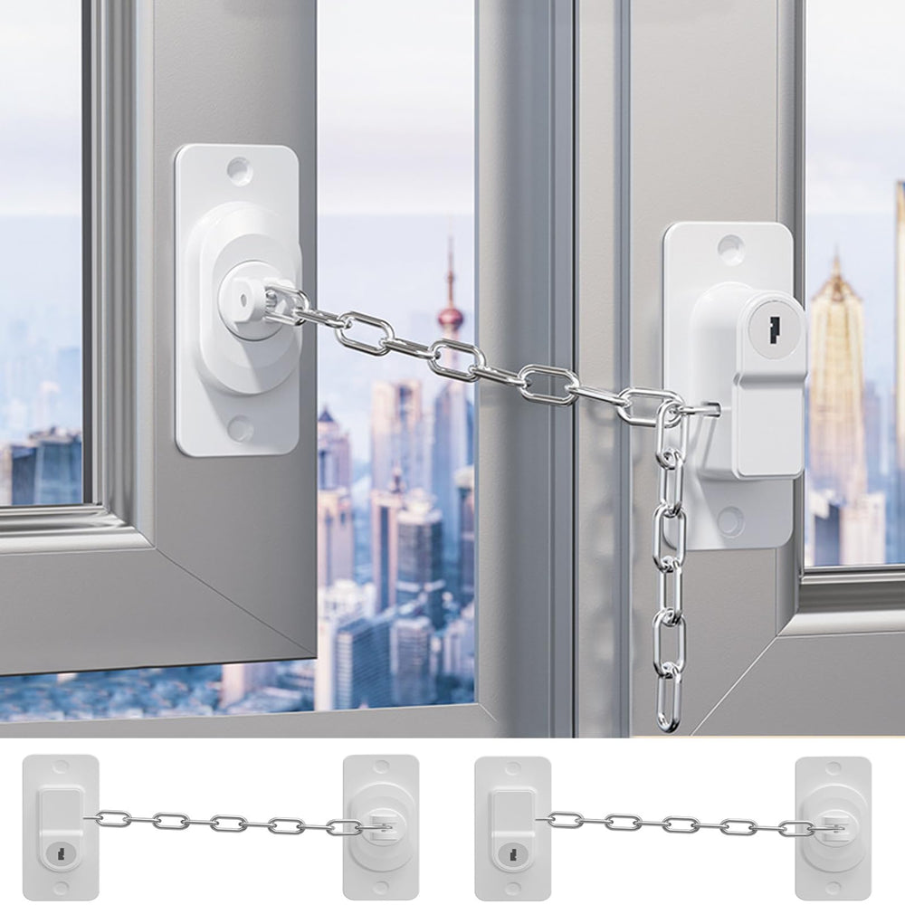 CMINGJ 2-pack child safety lock with keys closeup demonstrates key activation for quick child-proofing on furniture