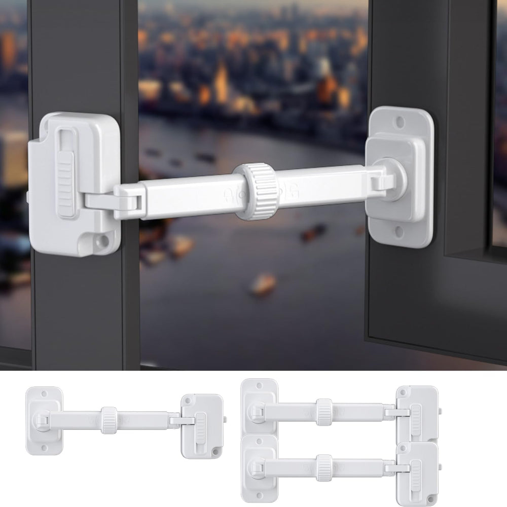 CMINGJ 3-Pack window restrictor white front view provides safe ventilation for families