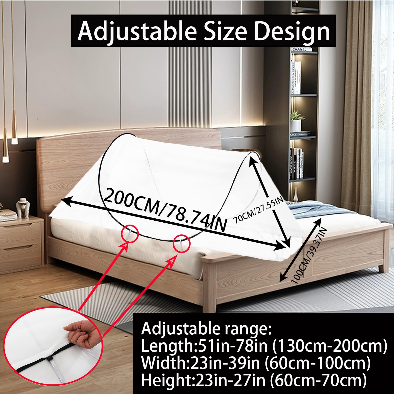 CMINGJ foldable mosquito net for travel keeps bites away on trips.