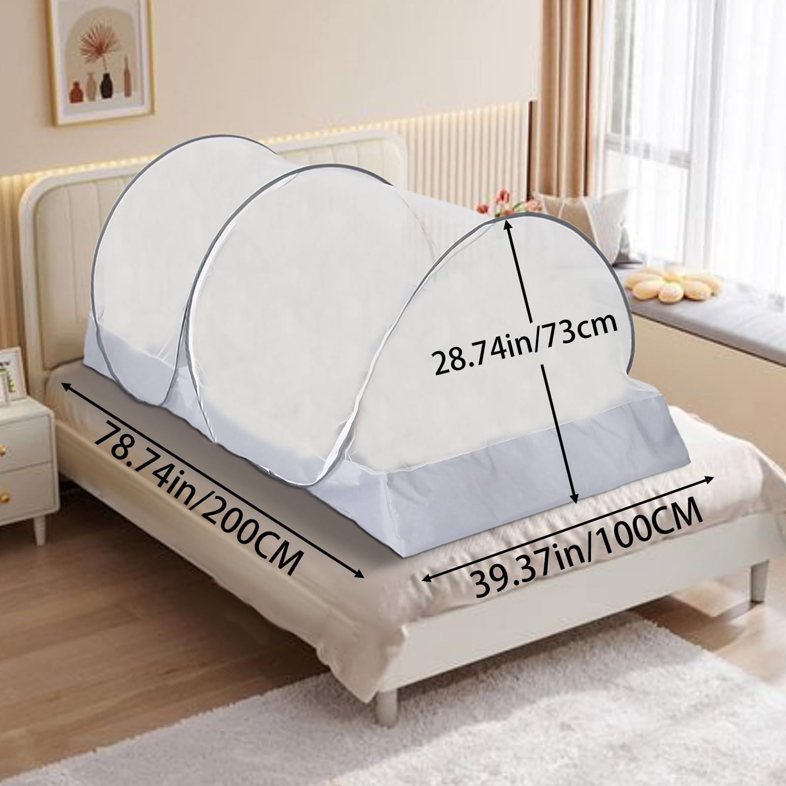 CMINGJ mosquito net folded to a 34 cm diameter for storage
