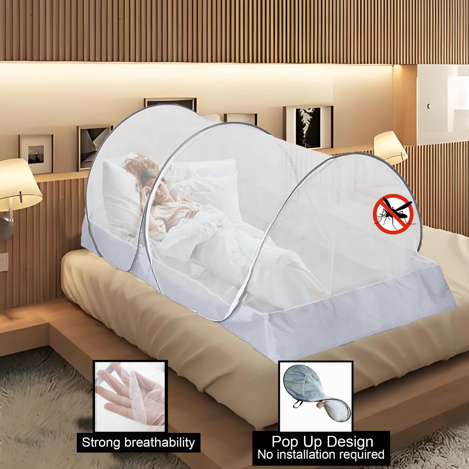 CMINGJ mosquito net side zipper ensures gap-free shelter from insects