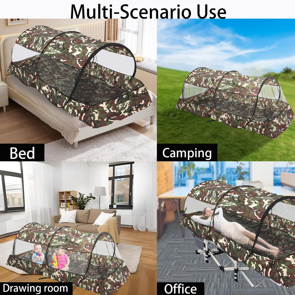 CMINGJ portable mosquito net beside a backpack for travel use.