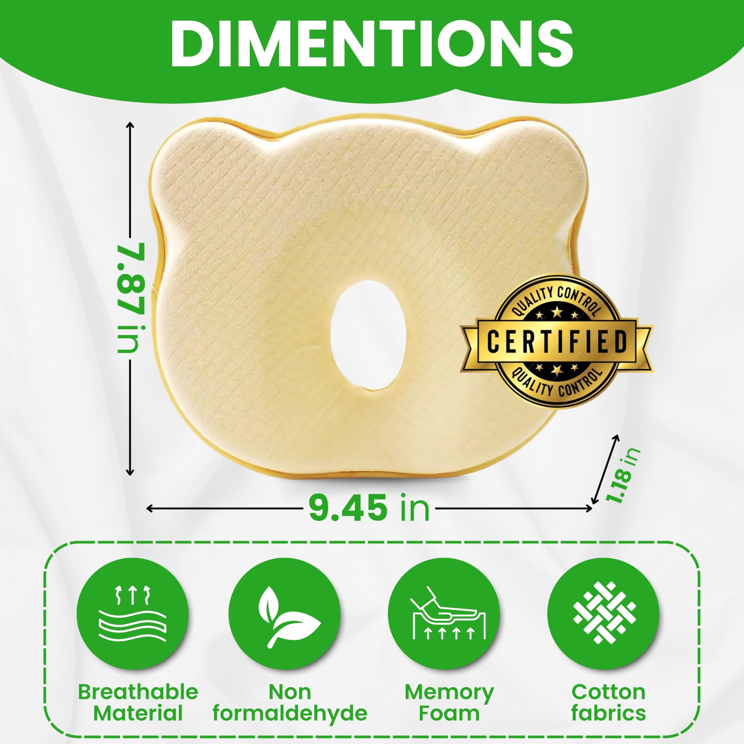 CMJ PRO premium baby pillow hypoallergenic materials closeup with chemical-free composition