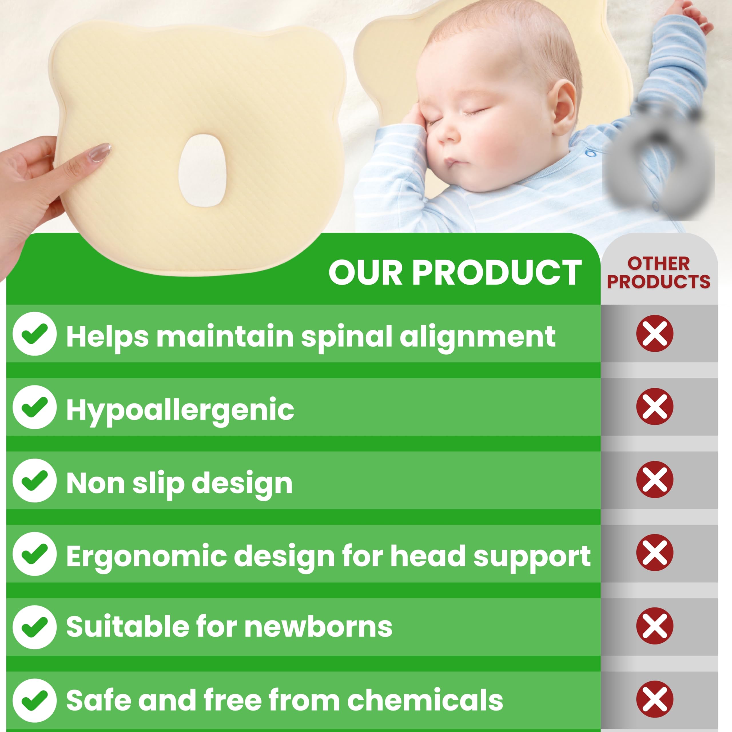 CMJ PRO premium baby pillow ventilation emphasis on breathability during naps