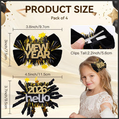 CN Happy New Year gold glitter accent bow enhances festive styling.