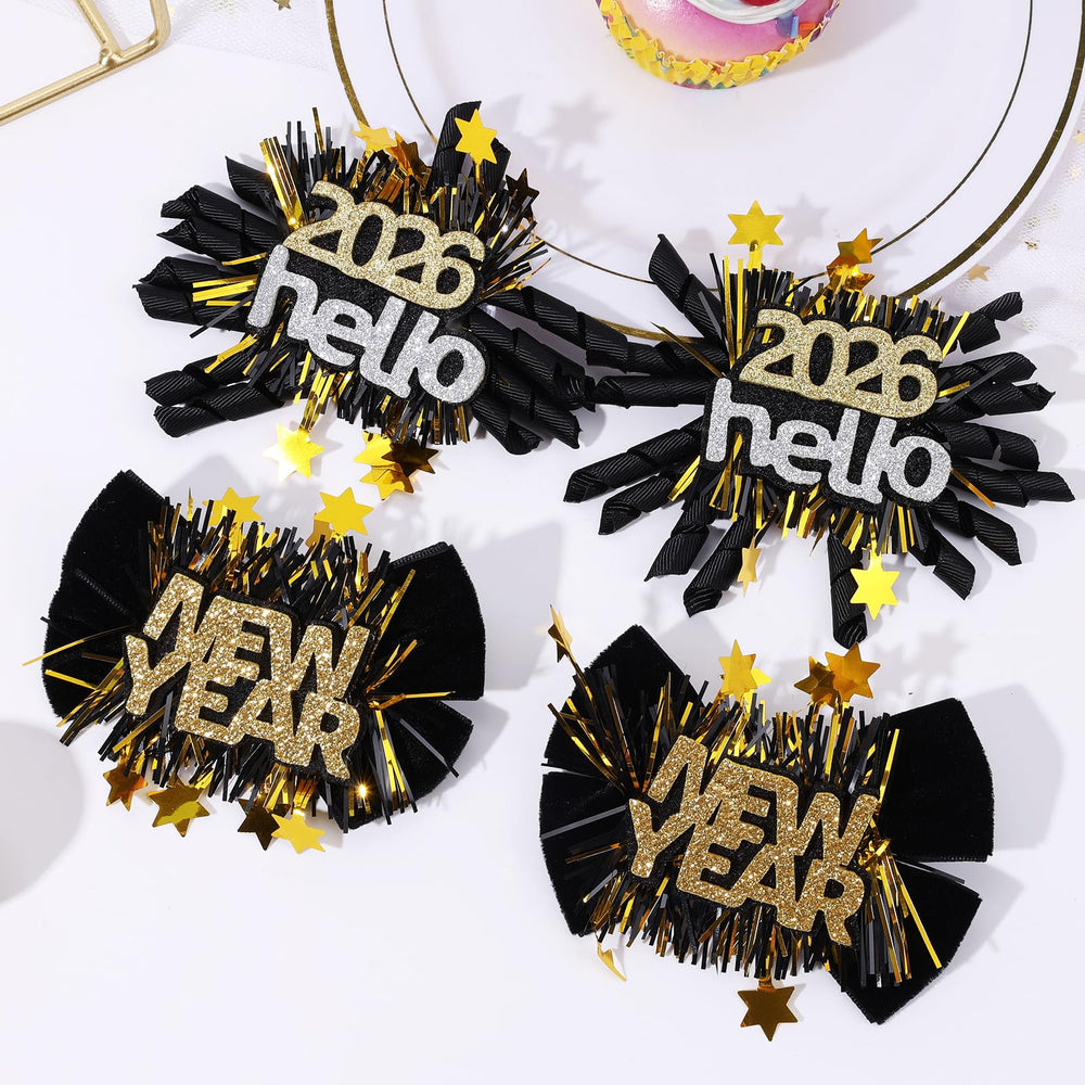 CN Happy New Year bow suitable for photoshoots and daily festive wear.