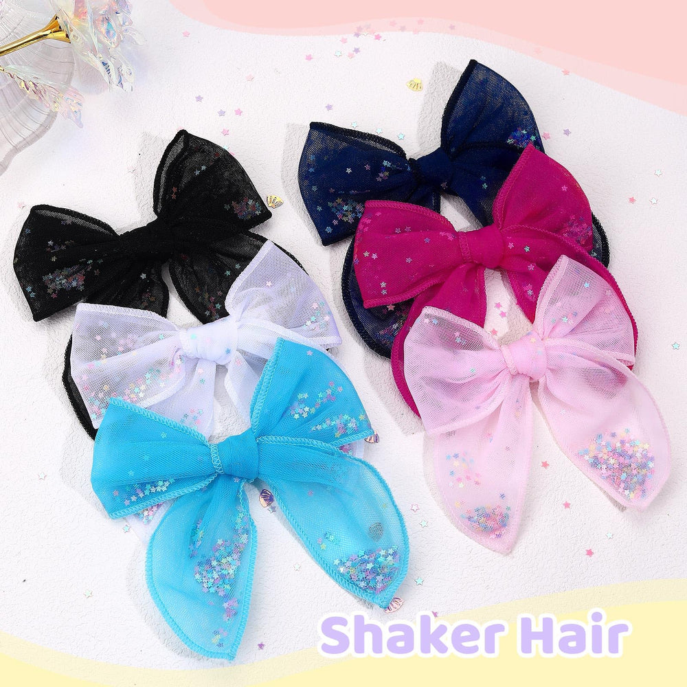 CN tulle hair bows alligator-clip with stars provides secure style across ages