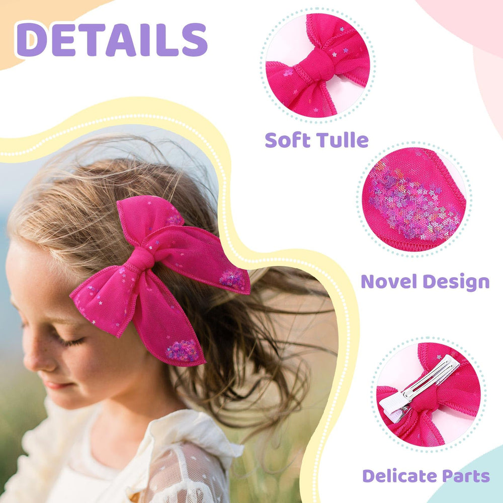CN tulle hair bows blue shimmer adds color pop for everyday hairstyles