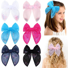 CN tulle hair bows pink shaker with stars for vibrant everyday styling