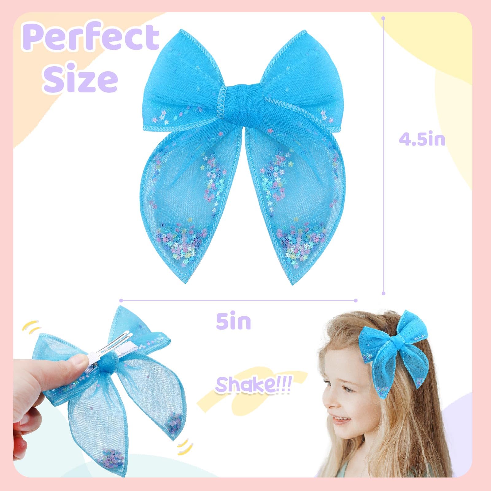 CN tulle hair bows red confetti for festive looks and party outfits