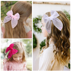 CN tulle hair bows white sequins create eye-catching shaker detail for special occasions