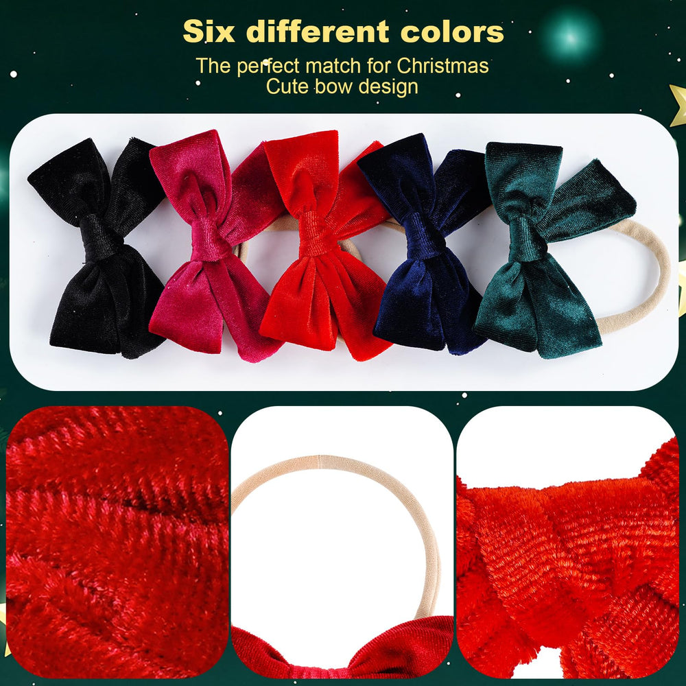 cnomg Christmas baby bows velvet closeup highlights soft texture