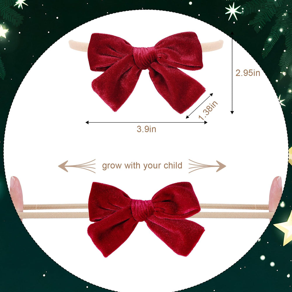 cnomg Christmas baby bows forest green on hair ideal for family portraits