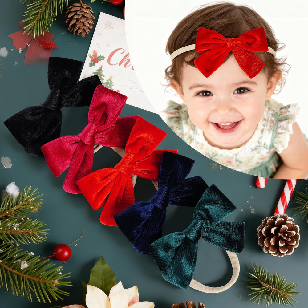 cnomg Christmas baby bows green on hair add vibrant holiday charm