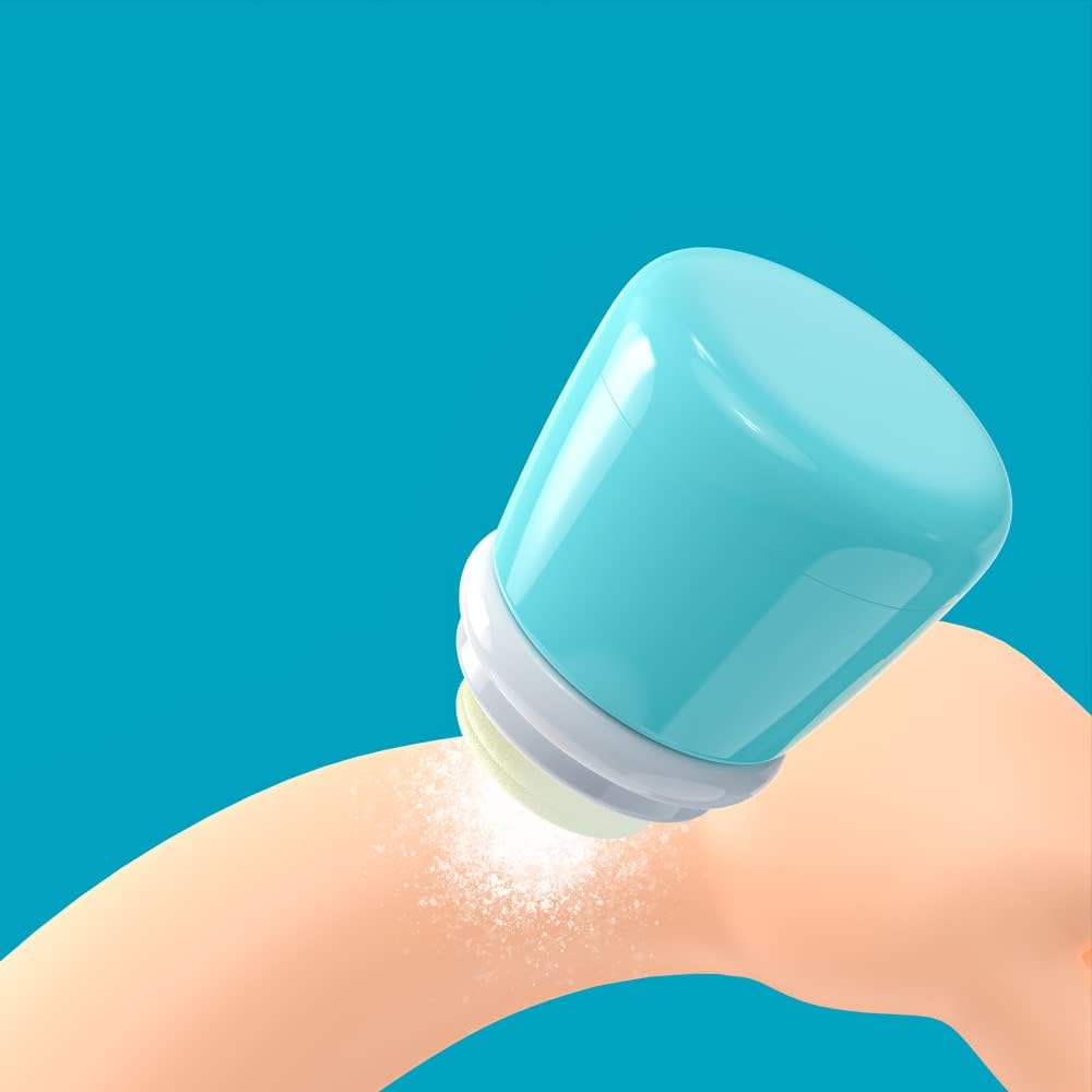 CoaGu blue powder case with puff, designed to reduce household mess