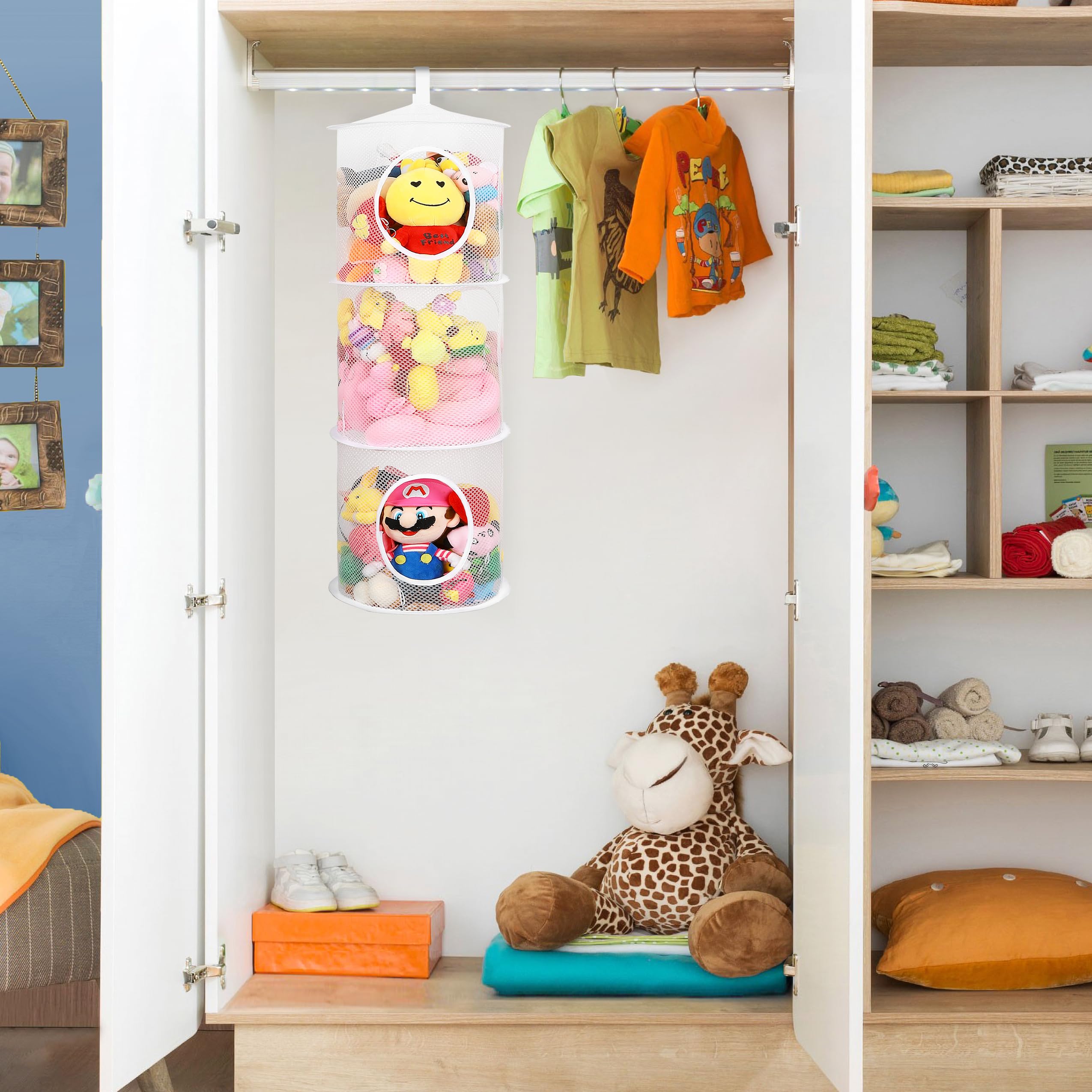 Coastal Rose space-saving hanging storage folds flat when not in use.