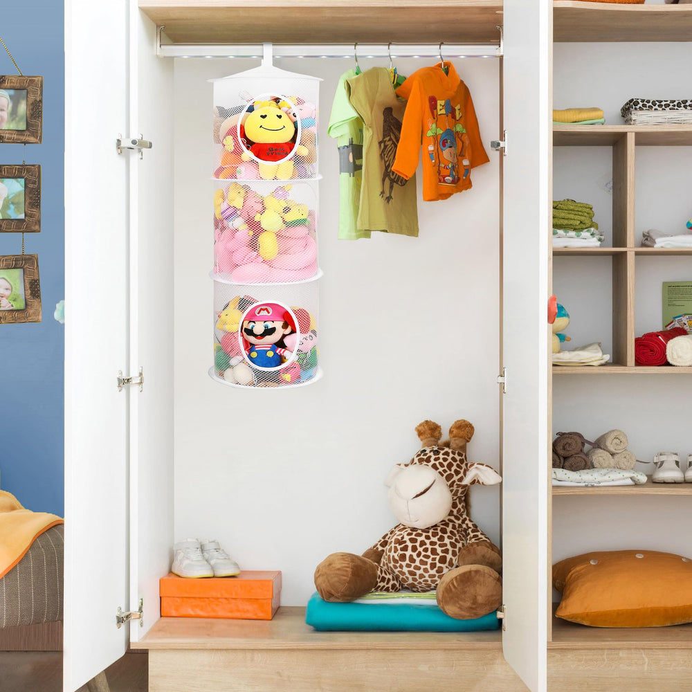 Coastal Rose space-saving hanging storage folds flat when not in use.