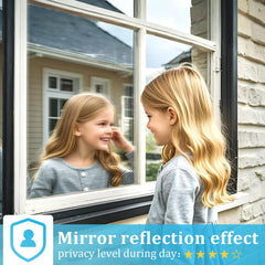 Coavas One Way Window Privacy Film with a reflective silver surface reduces glare