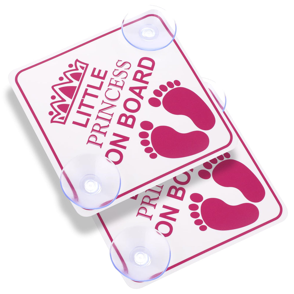 Cobee Little Princess on Board pink crown sticker on car window boosts safety visibility.