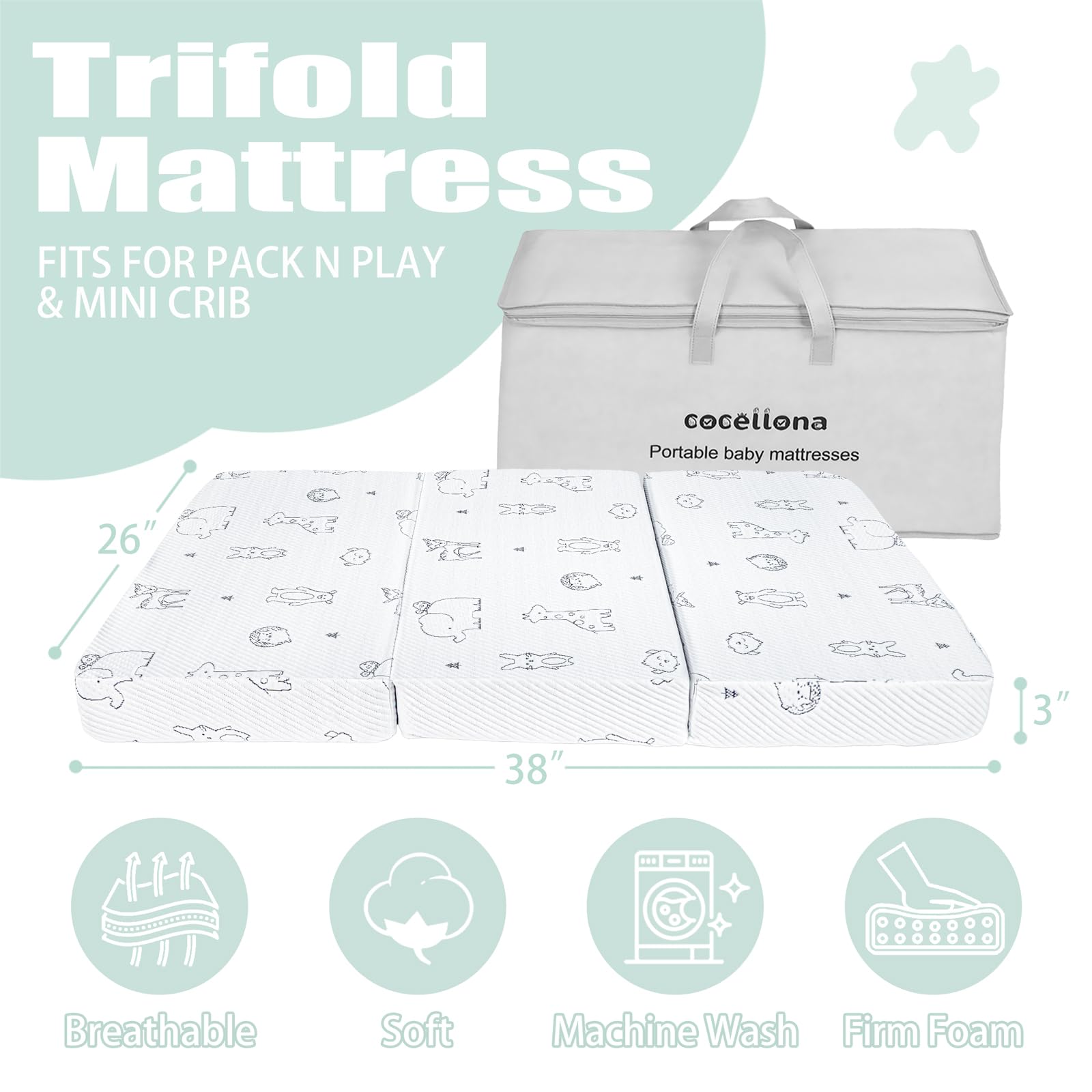 Cocellona dual-sided memory foam for babies and toddlers
