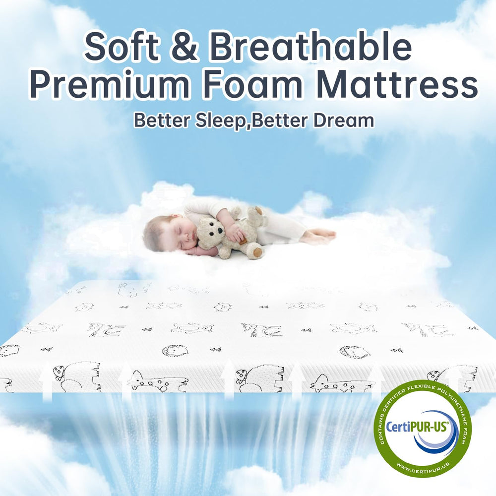Cocellona Pack and Play Mattress breathe-thru technology demonstrates airflow for comfortable nights