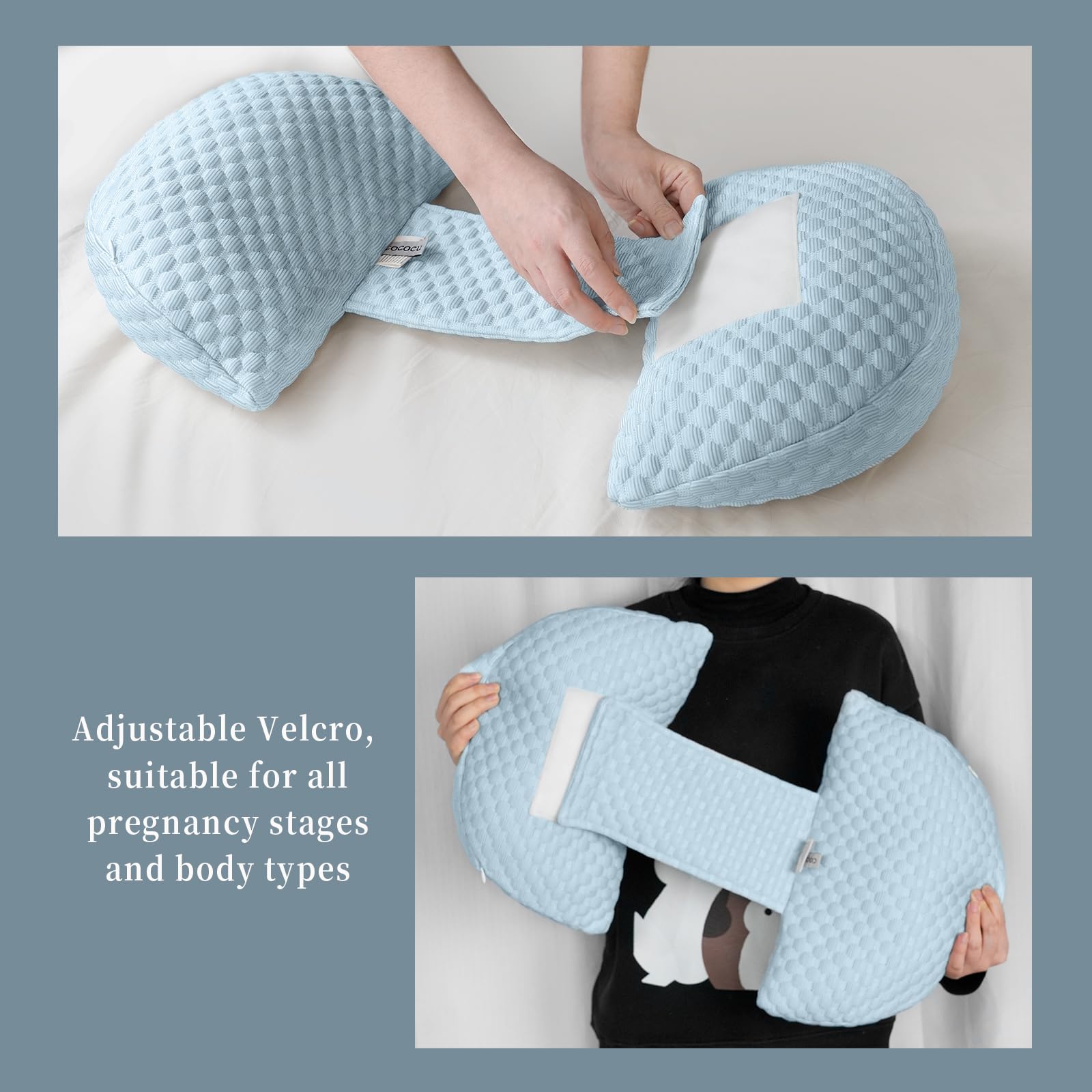Cococu adjustable tummy wedge with Velcro offers a customizable fit.