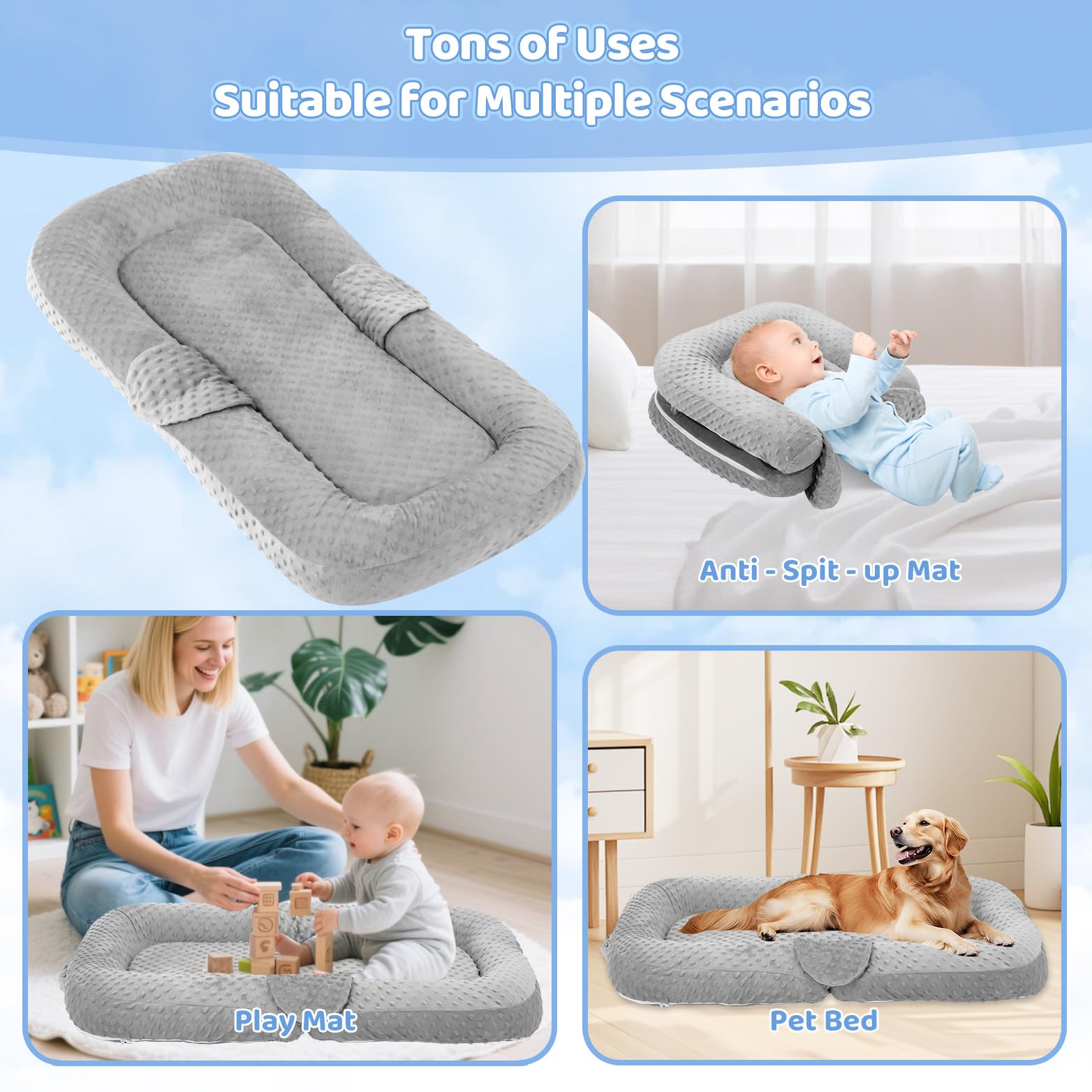 Cococu Baby Lounger Pillow doubles as changing station and nursing support.