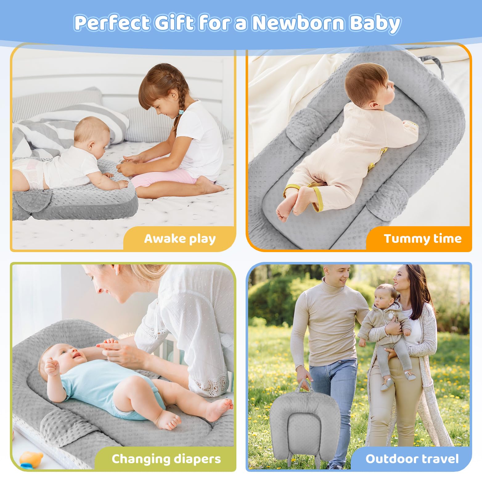 Cococu Baby Lounger Pillow soft surface ideal for tummy time and supervised play.