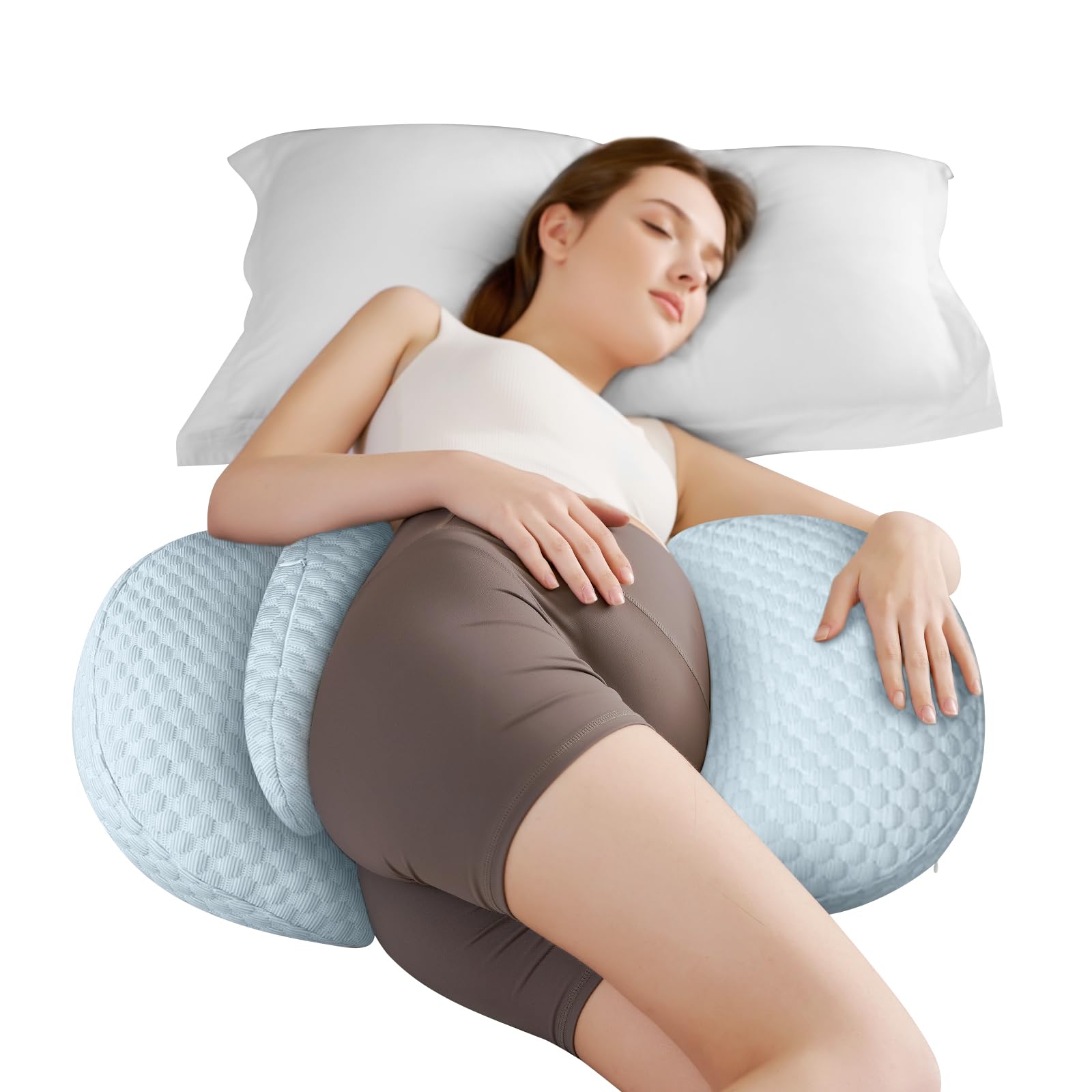Cococu pregnancy pillow cooling fabric cover keeps you cool for restful nights.