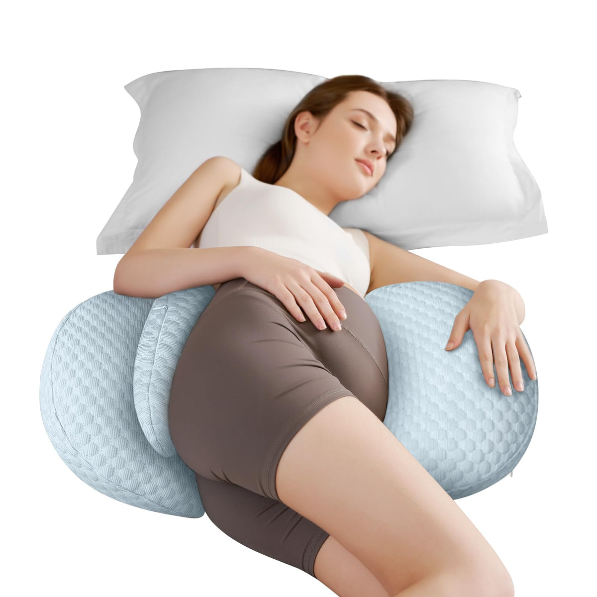 Cococu pregnancy pillow cooling fabric cover keeps you cool for restful nights.