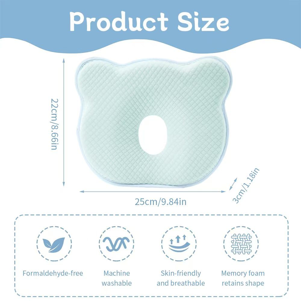 Cococu memory foam baby pillow crib-use layout supports neck curves for balanced sleep.