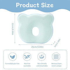 Cococu memory foam baby pillow crib-use layout supports neck curves for balanced sleep.