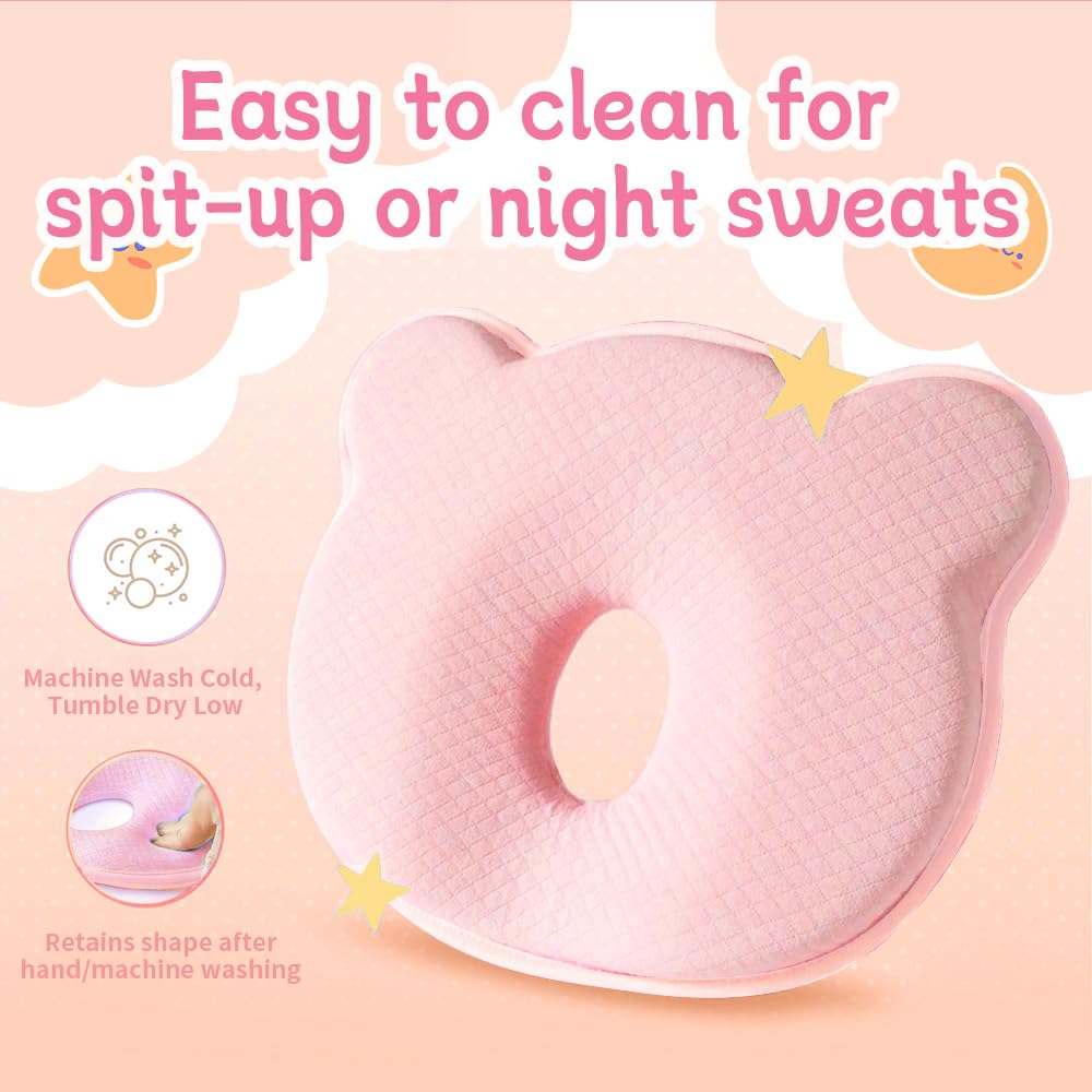 Cococu memory foam baby pillow with go-anywhere clip secures in car seats