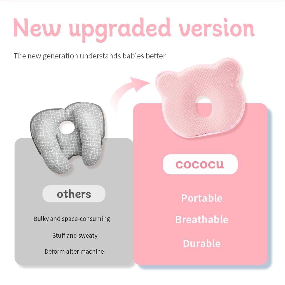 Cococu memory foam baby pillow machine-washable cover for easy care