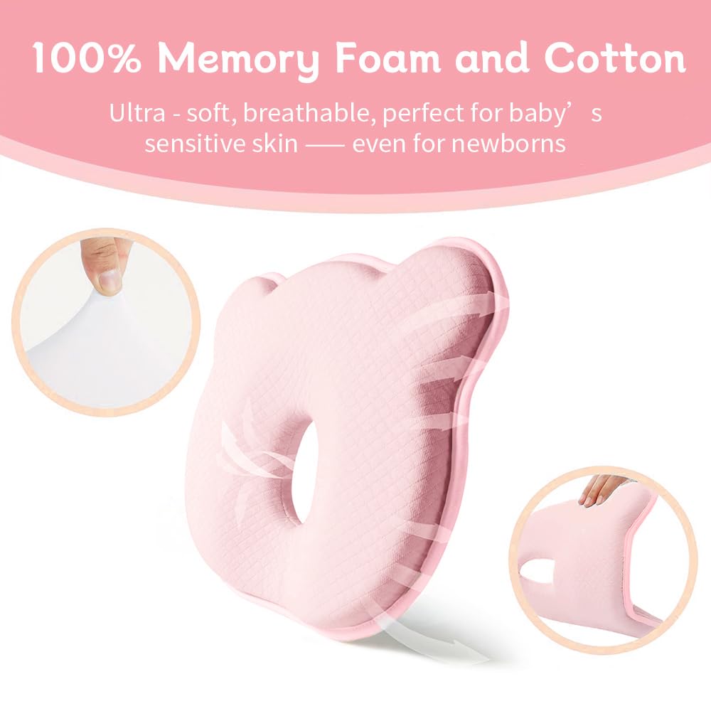 Cococu memory foam baby pillow features pure cotton cover for breathable softness