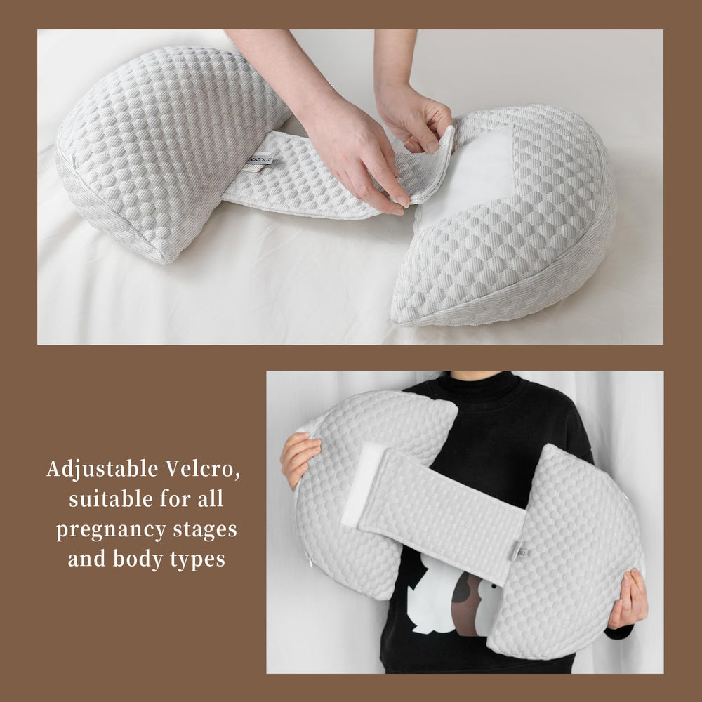 Cococu pregnancy pillow adjustable Velcro for customized positioning.
