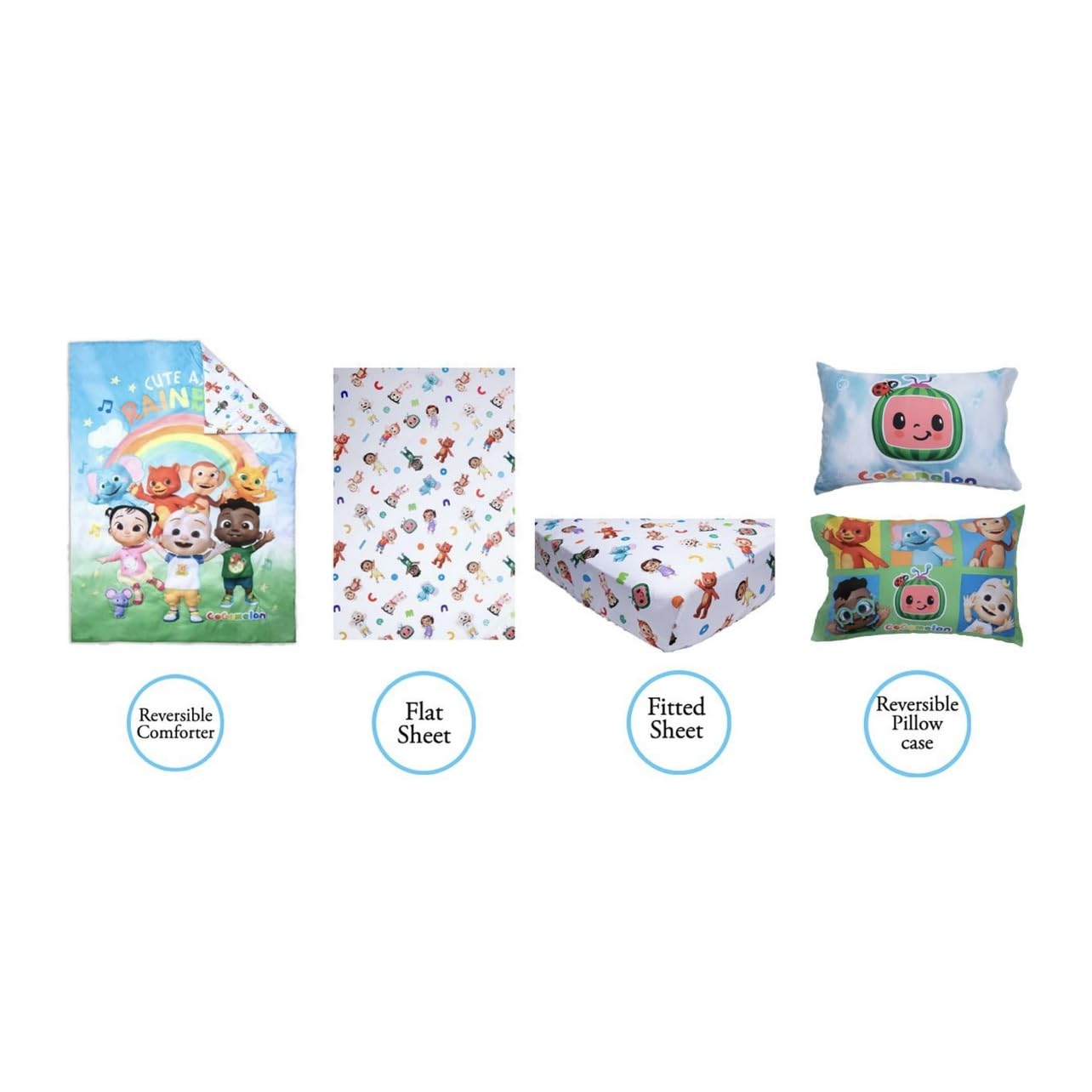 CoComelon Cute as a Rainbow fitted sheet soft sleep surface for toddlers