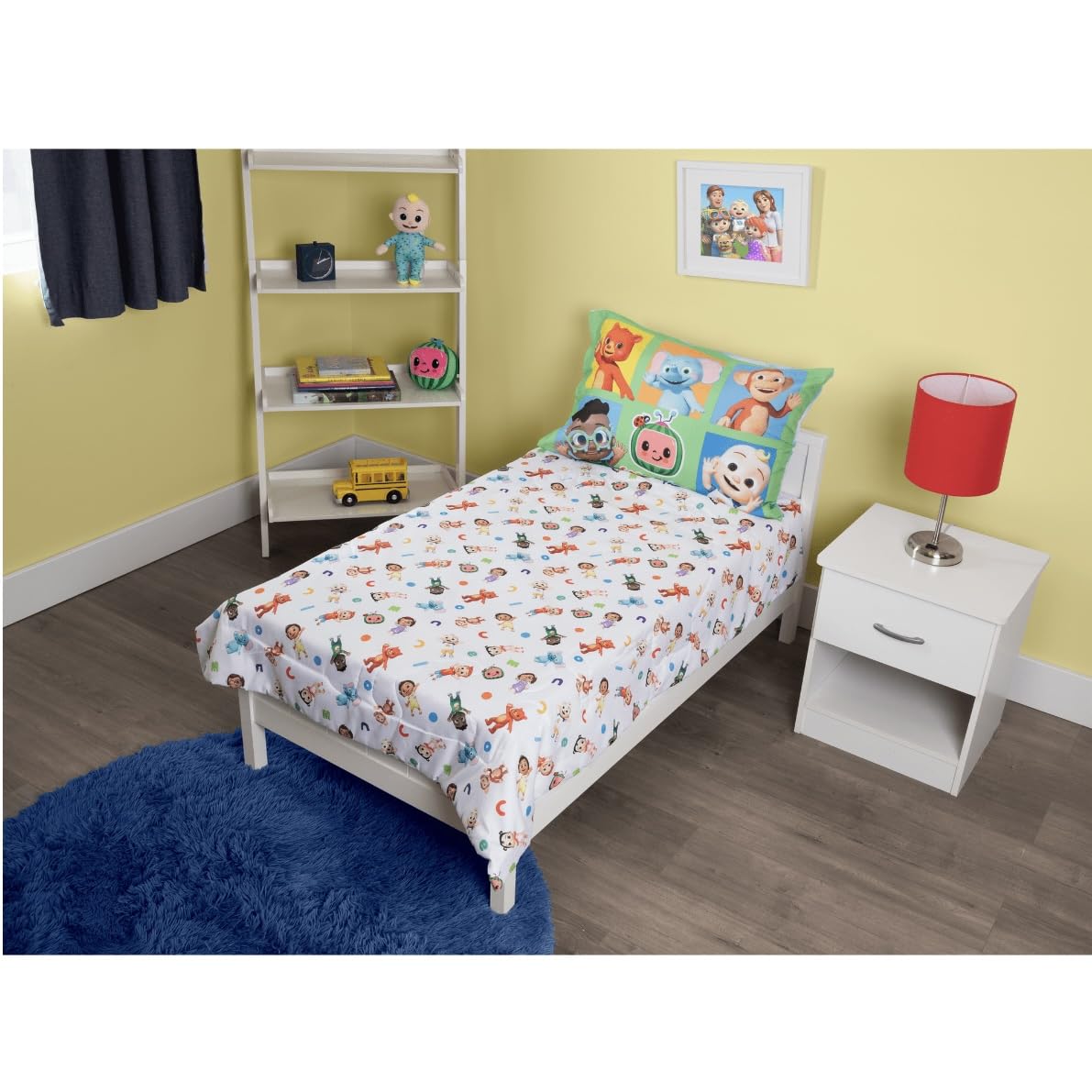 CoComelon Cute as a Rainbow flat sheet vibrant design for kid-friendly bedding