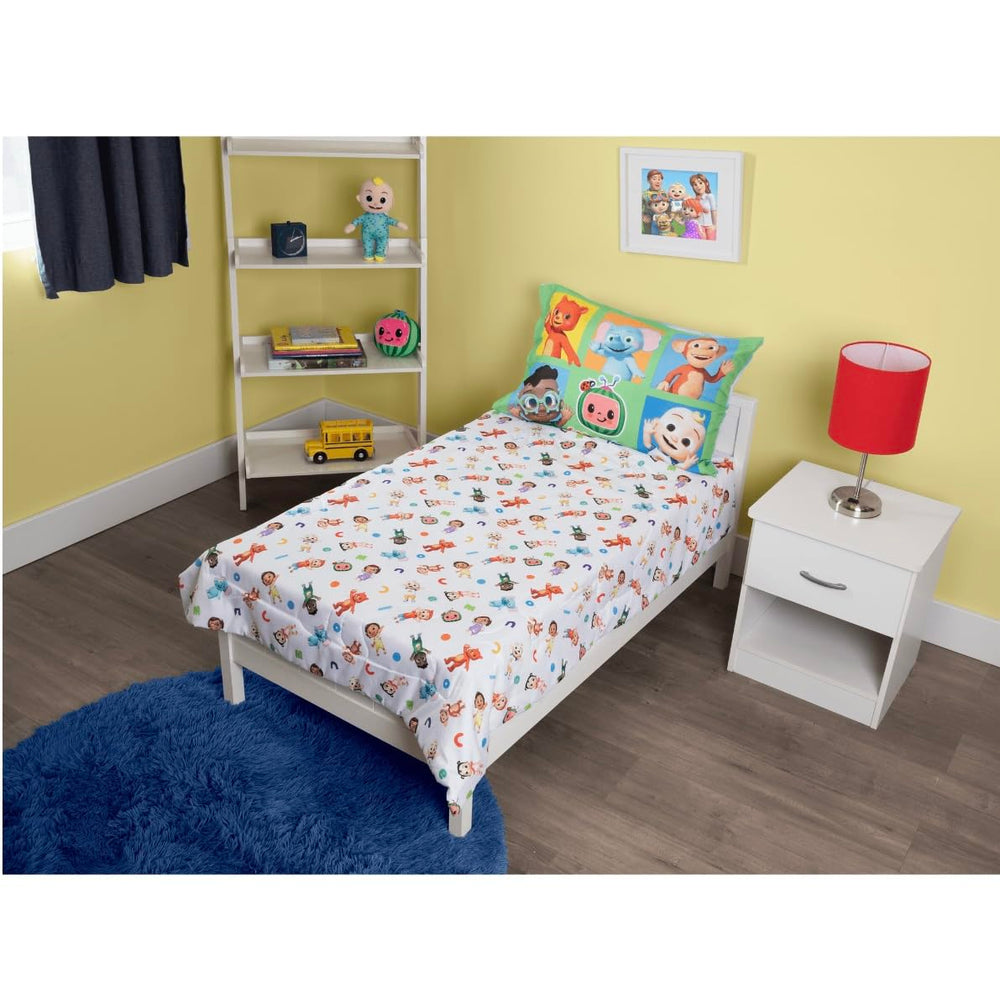 CoComelon Cute as a Rainbow flat sheet vibrant design for kid-friendly bedding