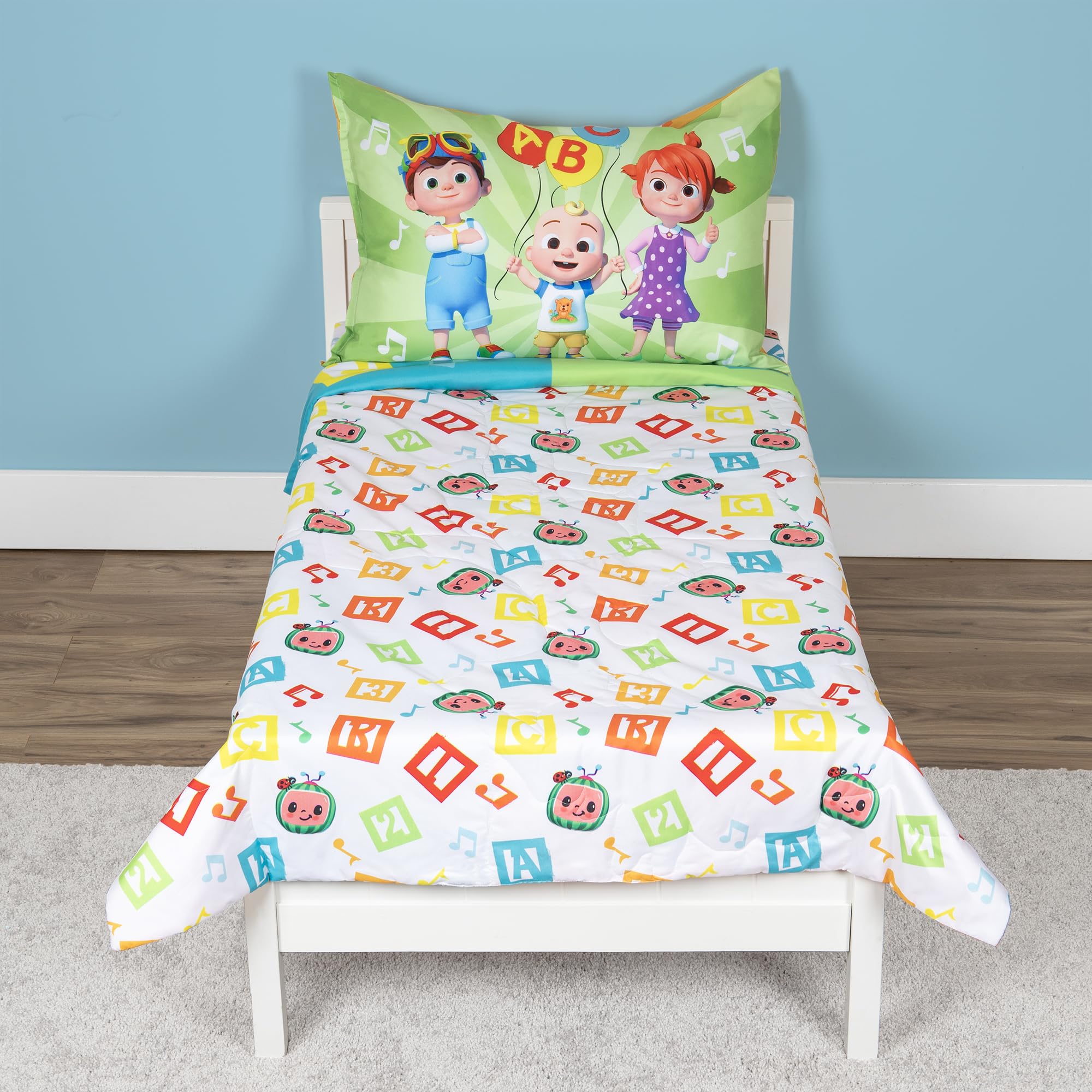 CoComelon Learning is Fun fitted sheet with soft touch and easy care