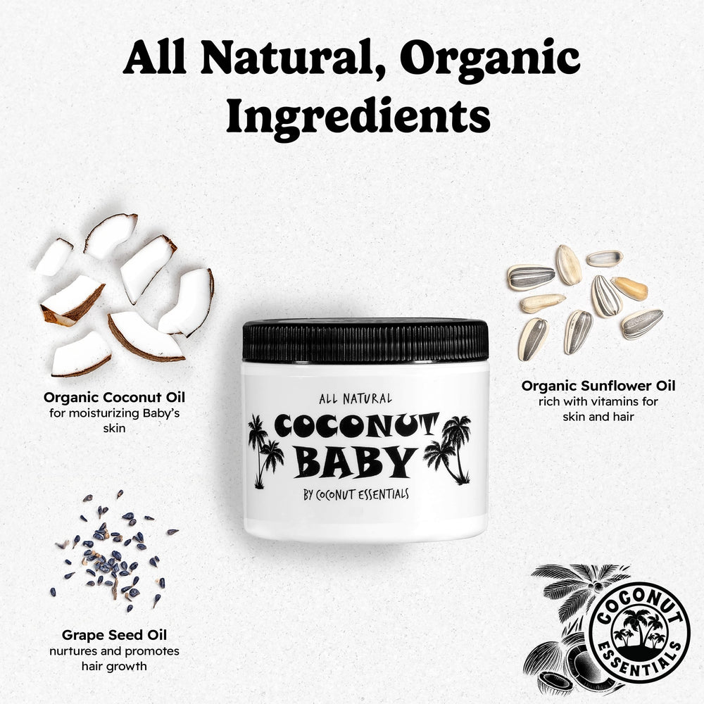 Coconut Essentials coconut baby oil cradle cap care close up