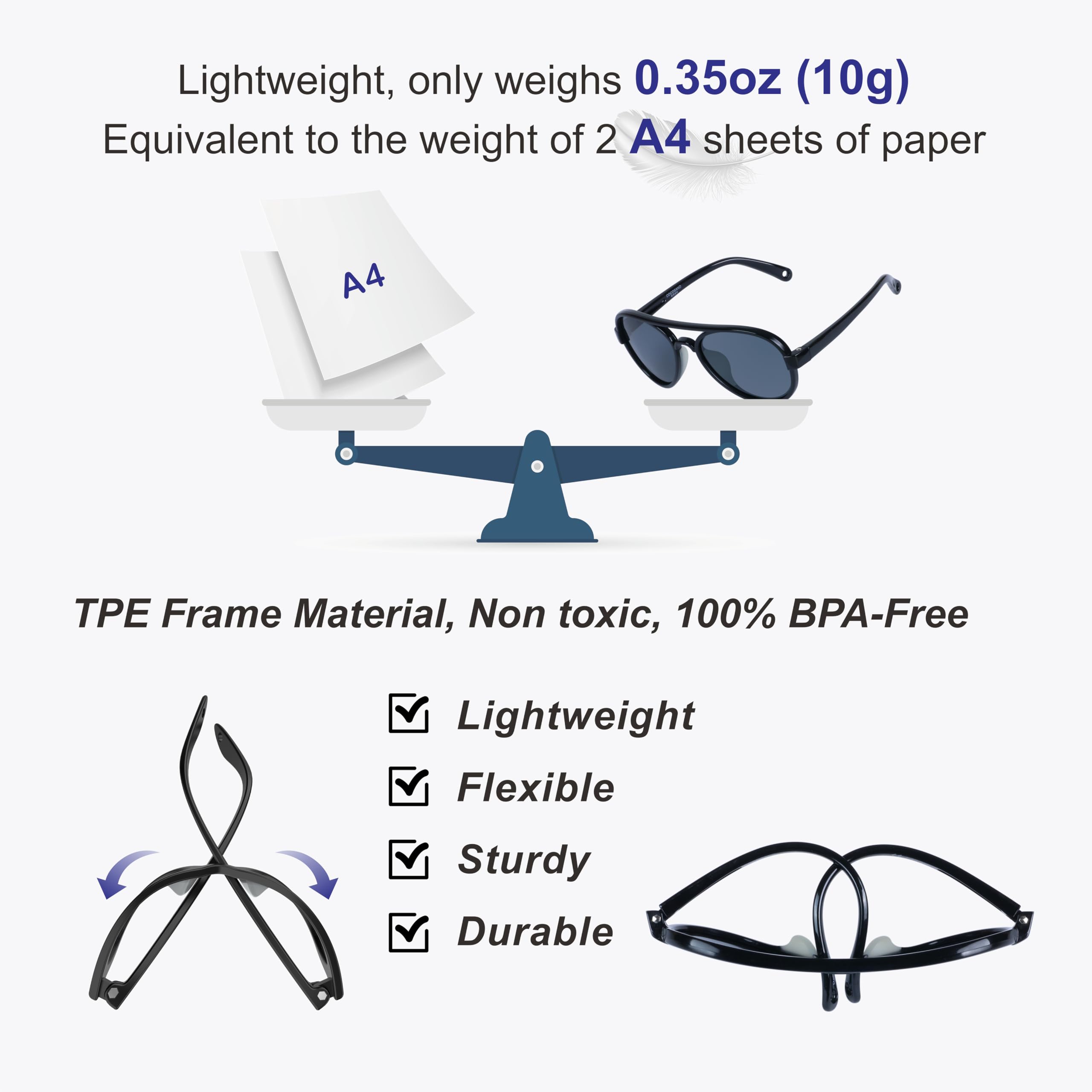 COCOSAND removable strap keeps glasses secure during play and exploration.