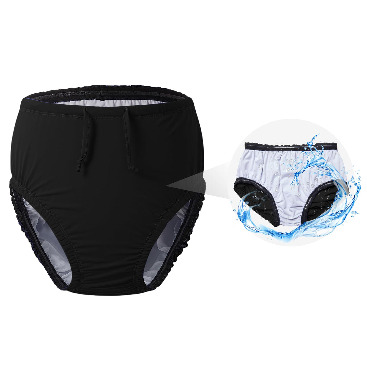 Codida 3T to youth swim diaper front view in black for confident pool time