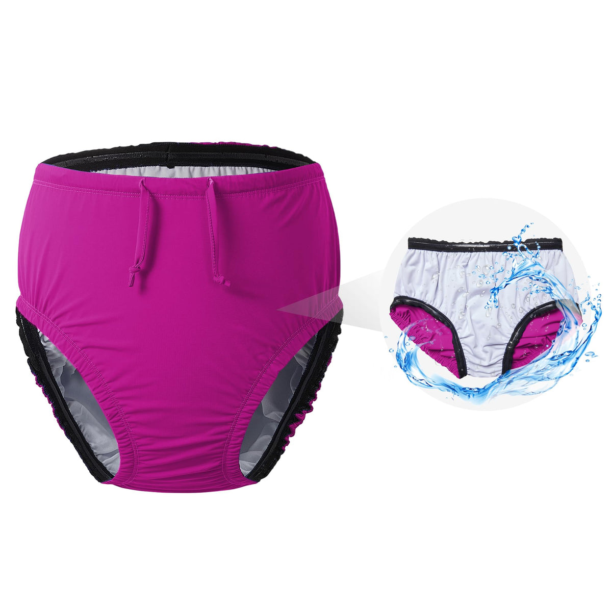Codida 3T to Youth swim diaper pink back view shows leak-free protection for swimming.