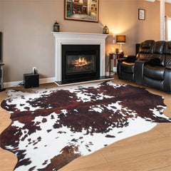 coffinsea cowhide rug cow print 6.2x7.6 ft creates bold focal point in living rooms.